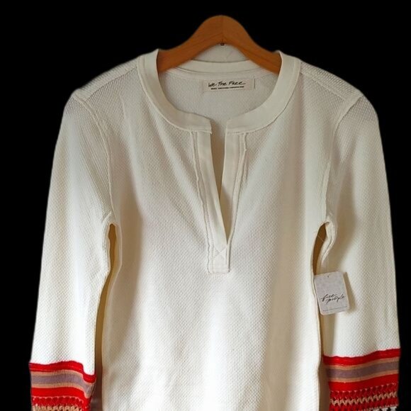 Free People Tops - NWT! Free People Mikah Cream Layering Print Detailing Top / Shirt Size Small $78